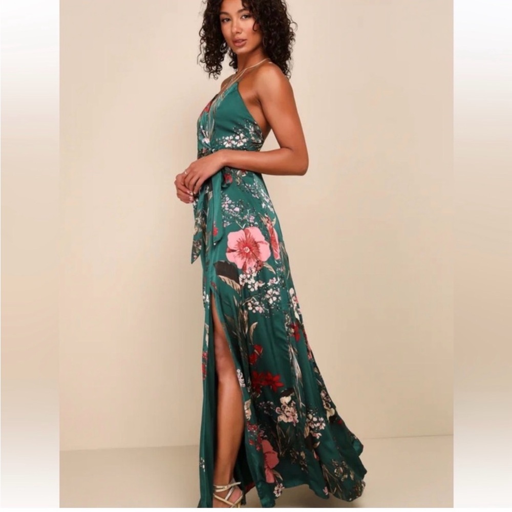 Lulu's Green Floral Maxi Dress - Picture 5 of 6
